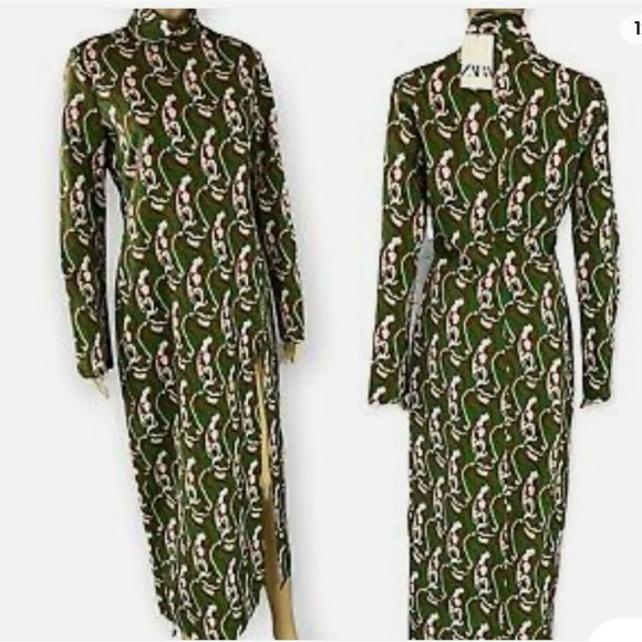 Zara Green Floral Print Maxi Dress - Picture 5 of 7
